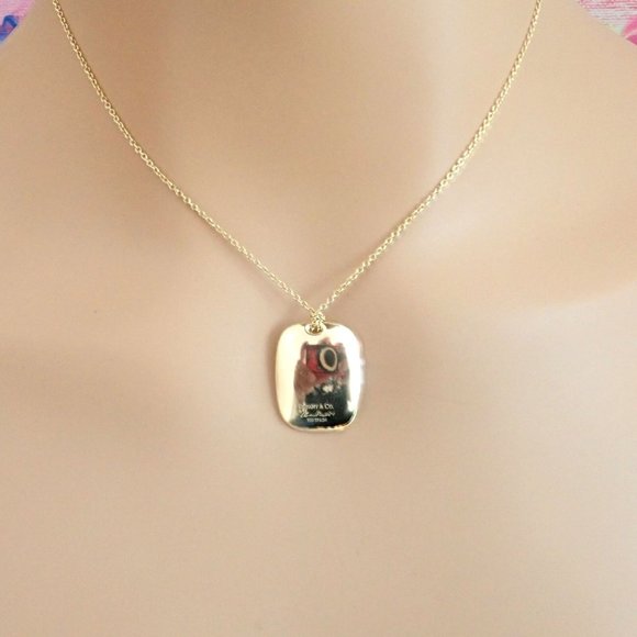 Tiffany & Co 18k Yellow Gold Rectangle Concave Disc ID Necklace - Picture 8 of 10